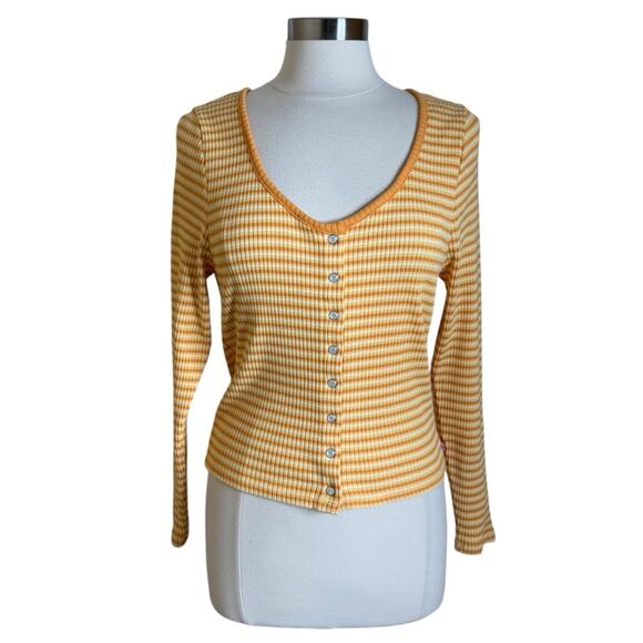 Levi’s Long Sleeve Britt Snap Front Striped Ribbed Top Womens Plus Size 1X New - Picture 13 of 13